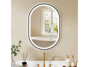 Miroir salle de bain éclairage led 50x70cm, miroir lumineux salle de bain mural interrupteur tactile, lumière 3 couleurs