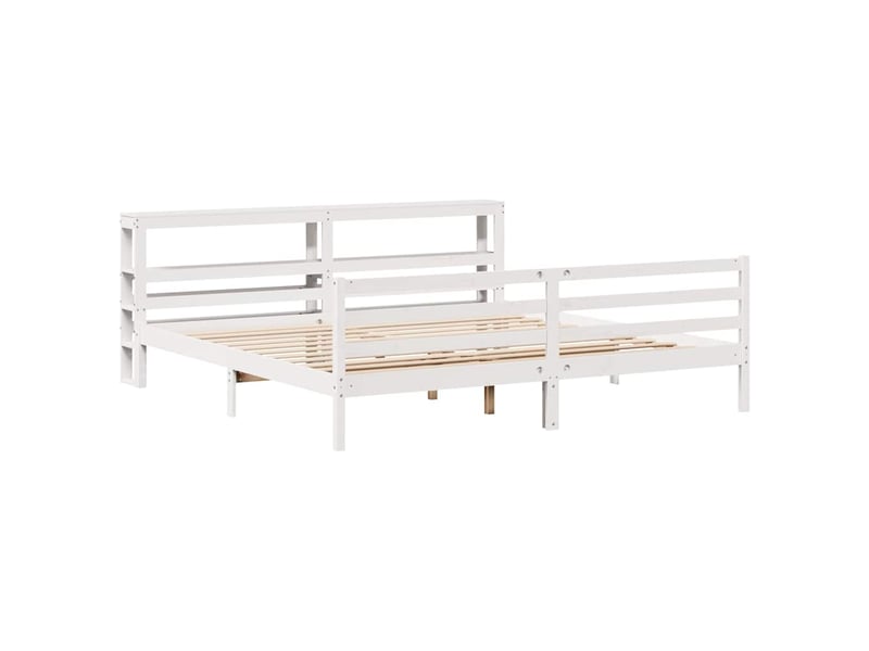 Lit double- lit adulte - cadre de lit sans matelas blanc 200x200 cm bois massif de pin - Conforama B