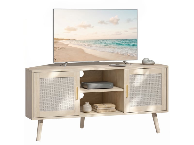  Meuble tv d'angle 2 portes 2 étagères coloris chêne 115 x 54,2 x 56,2 cm  - Conforama A