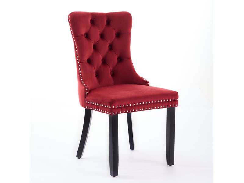  Lot de 2 chaises de salle à manger en velours bordeaux, pieds en bois W3223P345655 - Conforama B