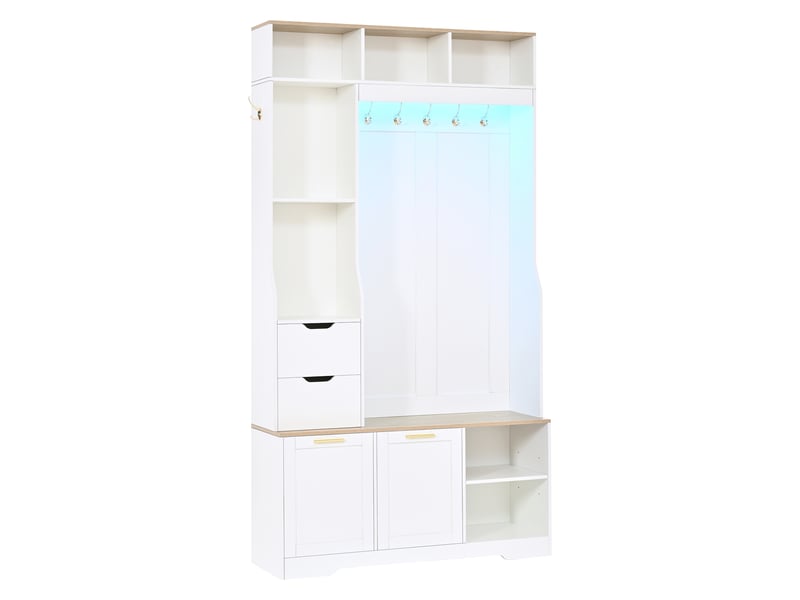 Portemanteau avec banc et rangement 100 x 186 cm en mdf blanc - Conforama W