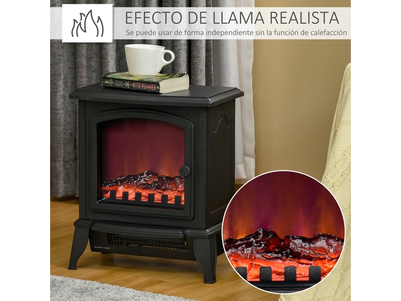 Cheminée électrique décorative noire, chauffage pour pièces de 20 à 25 m² - Conforama R