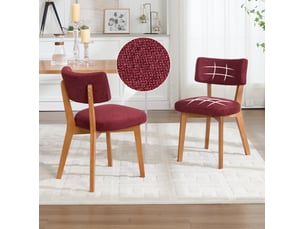 Lot de 2 chaises de salle à manger 54,5x47x77 cm dossier en tissu bois rouge bordeaux
