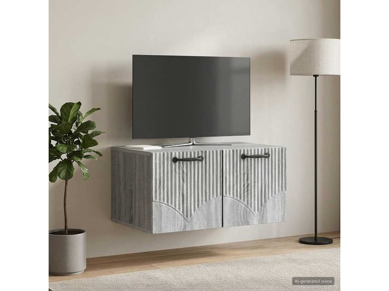  Meuble tv - banc tv - meuble de rangement mural sonoma gris 59,5 x 41 x 30 cm bois d'ingénierie  - Conforama D