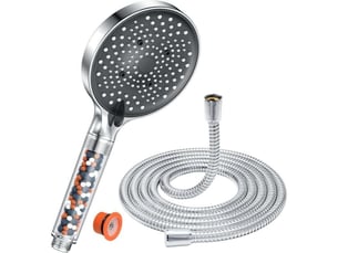 Enowelir pommeau de douche haute pression anti calcaire grand diamètre 130mm avec 6 types de jets économie d'eau chrome
