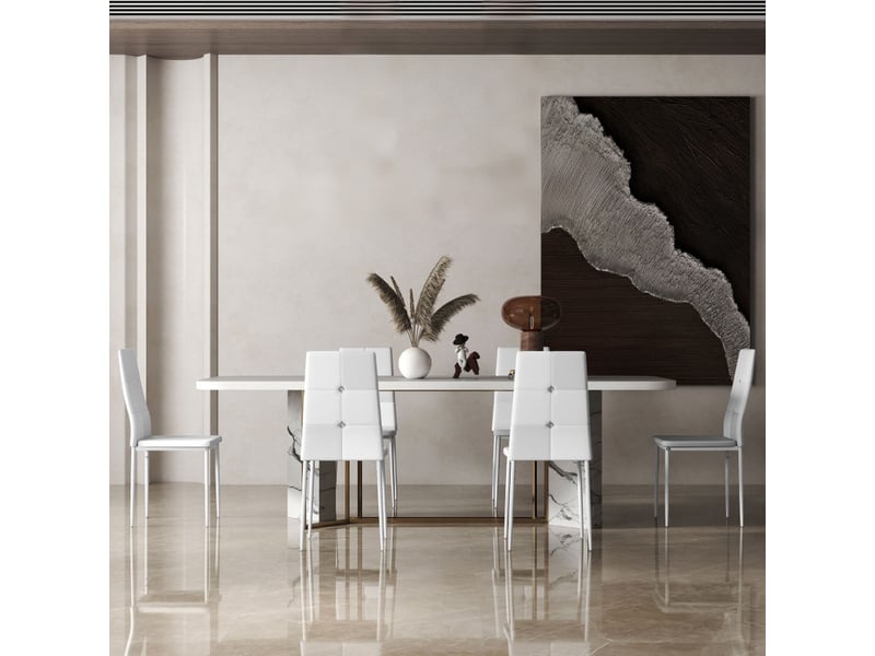  Ensemble 6 chaises bereo salle à manger design moderne blanc  - Conforama D