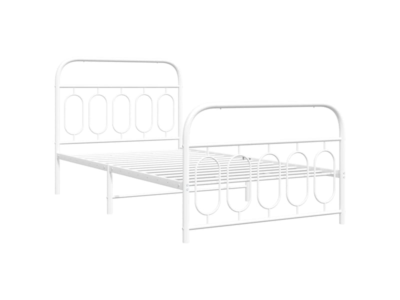  Lit simple- lit adulte -  cadre de lit métal sans matelas et pied de lit blanc 100x200 cm  - Conforama B