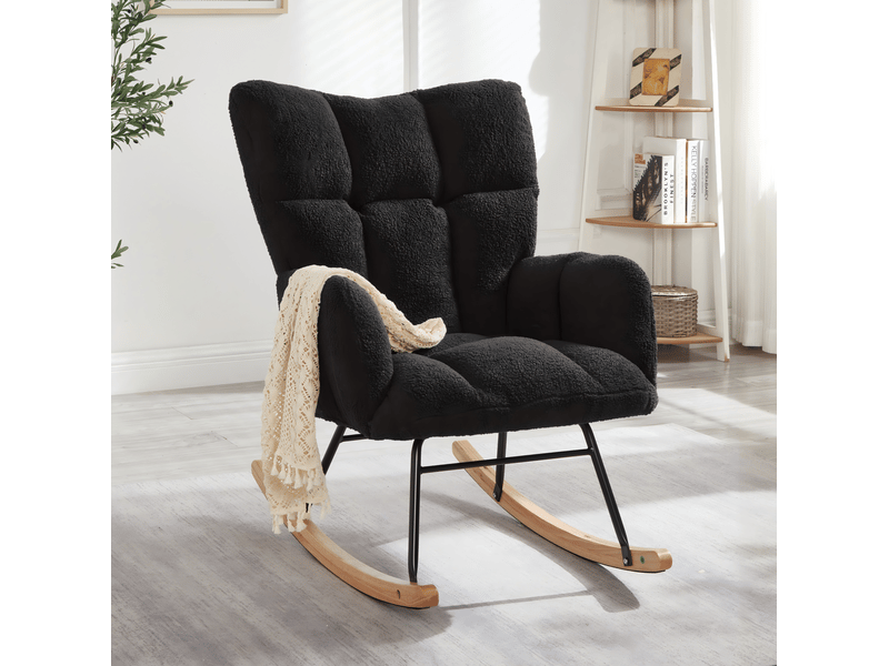  Fauteuil à bascule modenvie 69 x 89 x 101 cm en polyester gris foncé design scandinave  - Conforama D