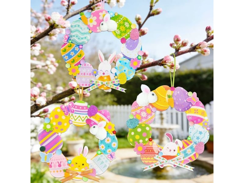 Kit loisirs creatifs couronne de paques en feutrine 12 ensembles multicolore avec accessoires 333453_AABWG81592_6_DROPFR - Conforama C