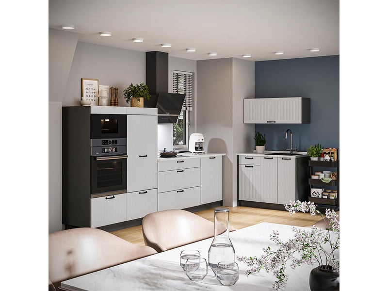 Vicco cuisine, blanc campagneanthracite, 380cm, pt anthracite - Conforama C