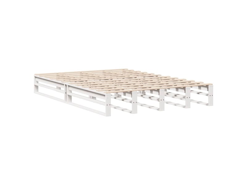 Lit double- lit adulte - cadre de lit sans matelas blanc 120x200 cm bois de pin massif - Conforama D