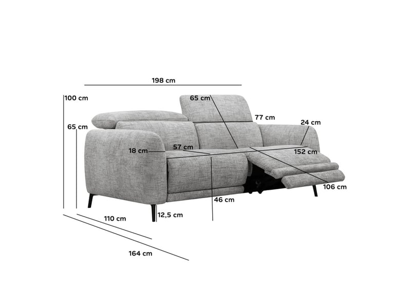 Canapé relax motorisé 3 pl en tissu chiné gris taupe – june - Conforama D