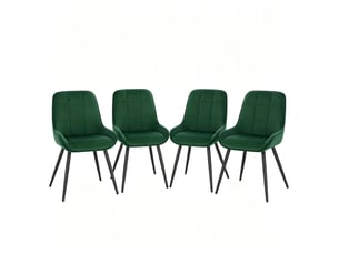 Chaises de salle à manger lot de 4 avec assise rembourrée et patins réglables en velours et métal vert foncé