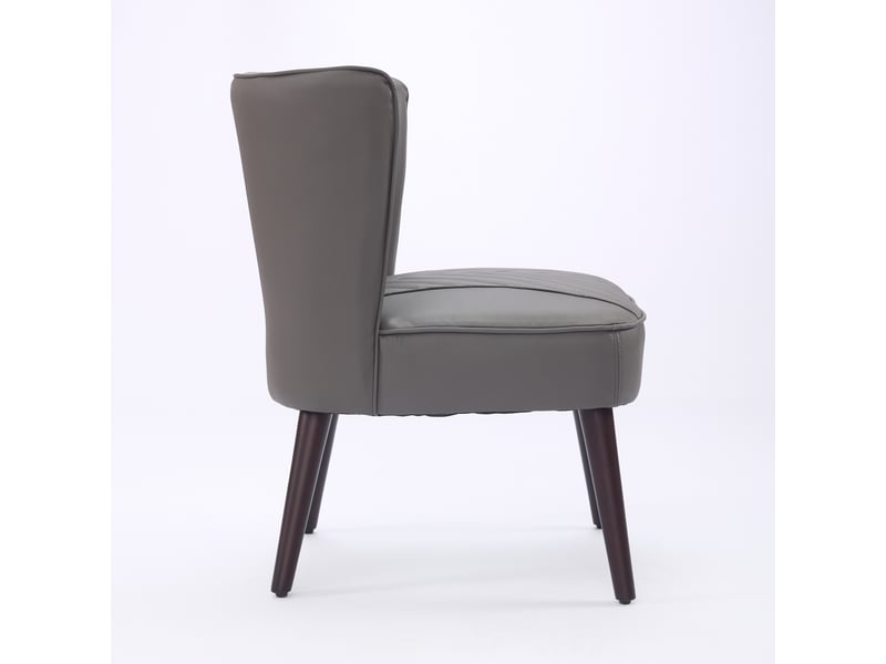  Fauteuil moderne en cuir - cuir pleine fleur - gris - sans accoudoirs - pied en bois de caoutchouc massif 56x62x72cm - Conforama C