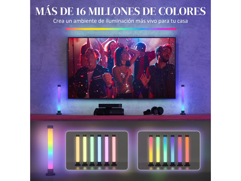  Ensemble de lampes de table avec télécommande bluetooth, synchronisation musicale et minuterie, blanc  - Conforama D