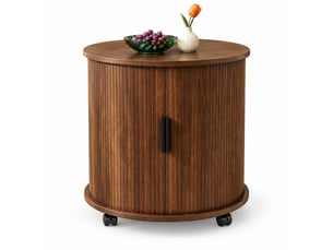 Table de chevet avec porte coulissante, prise et 2 ports usb sur roulettes pour chambre en mdf noyer