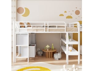 Lit mezzanine 90x200 cm <strong>MODENUIT </strong>  <strong></strong> coloris blanc