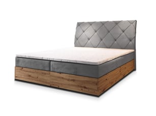 Lit avec rangement 160x200 cm <strong>MASSENO</strong> <strong></strong> coloris gris