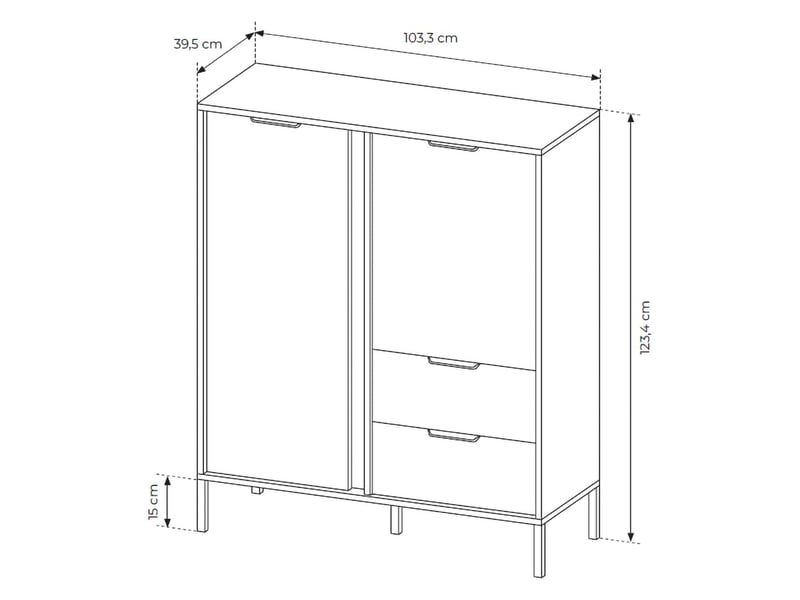  Buffet hameno, enfilade 2 tiroirs, 103x40x123h cm noir anthracite Hameno - Conforama E