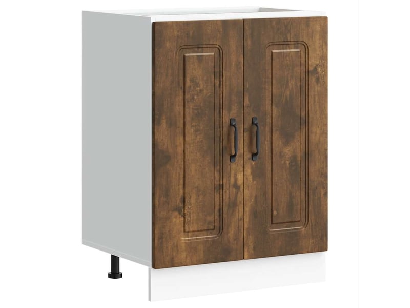  Meuble de cuisine, meuble bas pour évier kalmar chêne fumé bois d'ingénierie shl2689  - Conforama A