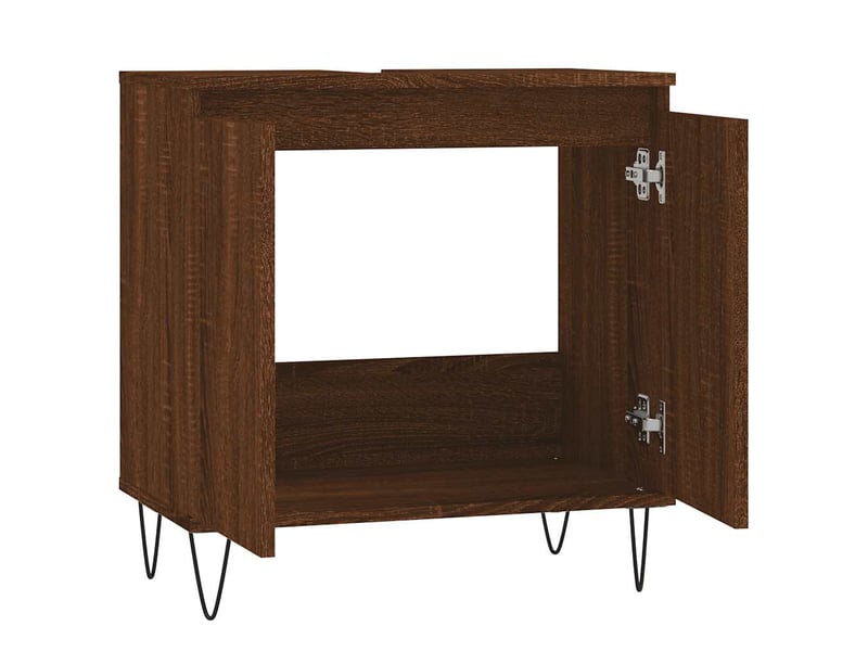 Amoire de salle de bain, meuble de rangement chêne marron 58x33x60 cm bois d'ingénierie  - Conforama E