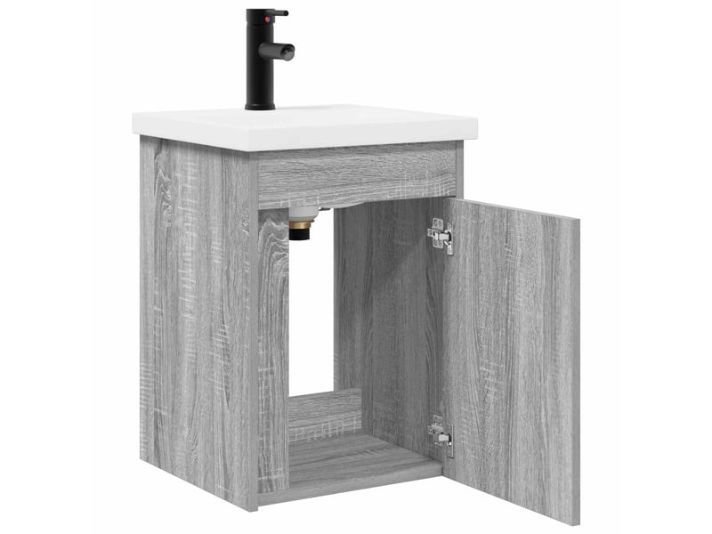  Meuble de rangement salle de bain avec robinet sonoma gris shl4326  - Conforama D