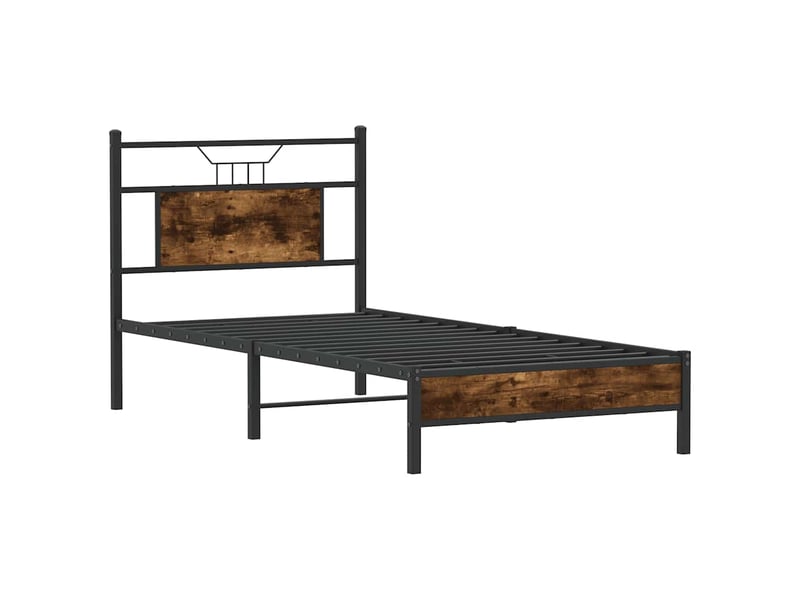  Lit simple- lit adulte -  cadre de lit sans matelas chêne fumé 80x200cm bois d'ingénierie  - Conforama D