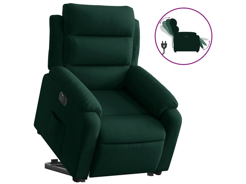  Fauteuil de bureau, fauteuil inclinable électrique vert foncé velours  - Conforama A