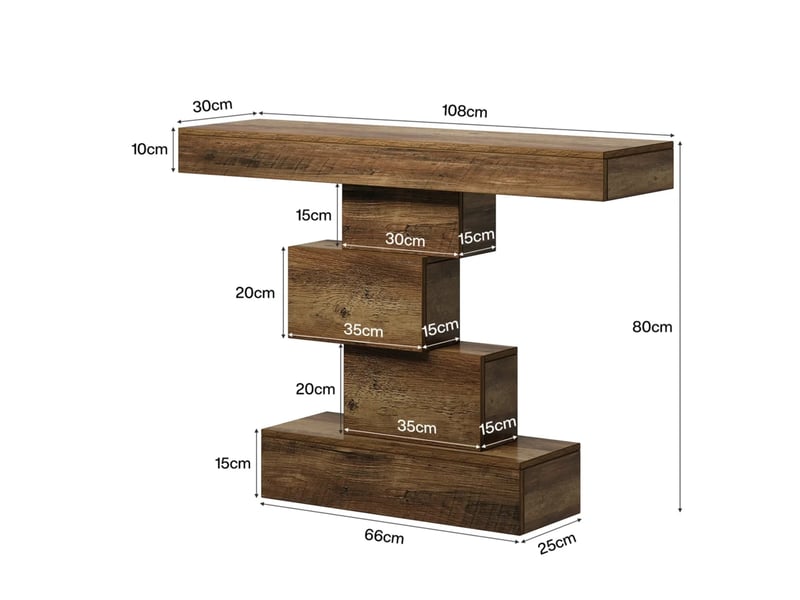  Table console géométrique 108 x 30 x 80 cm en panneau de particules e1, marron clair  - Conforama A