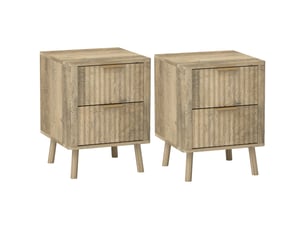 Lot de 2 tables de chevet avec 2 tiroirs cannelés pour chambre à coucher,salon,40 x 40 x 53 cm,chêne