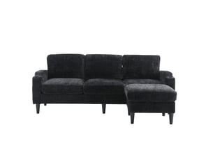 Canapé d'angle réversible fixe <strong>MERAX</strong> <strong>canapé d'angle noir</strong> 4 places Tissu noir