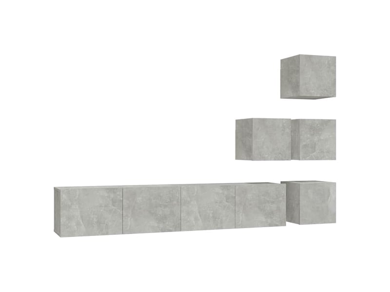  Meuble tv - banc tv - meuble de rangement mural gris béton bois d'ingénierie  - Conforama A