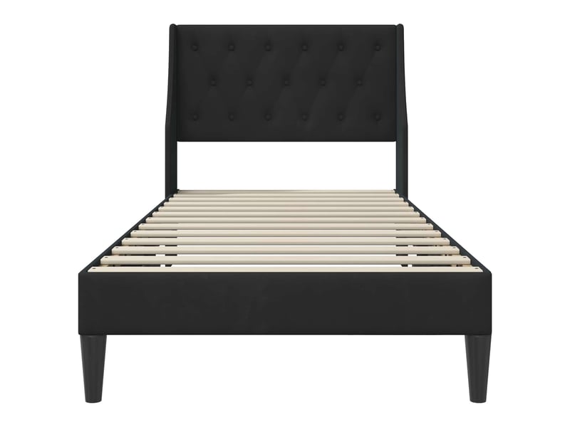  Lit simple- lit adulte -  cadre de lit avec tête de lit noir 80 x 200 cm velours  - Conforama C