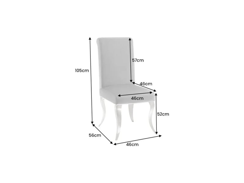 Lot de 2 chaises baroques velena en velours gris avec haut dossier et pieds argentés galbés - Conforama C
