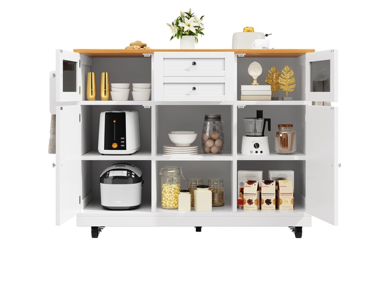 Îlot de cuisine 140x40x93,5 cm rabattable mdf blanc  - Conforama B