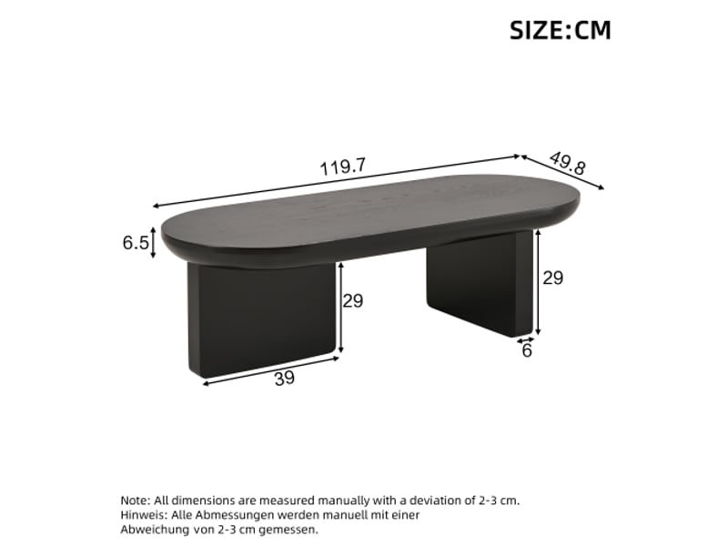  Table basse ovale noire en mdf – design moderne minimaliste pour salon, peinture en spray  - Conforama C