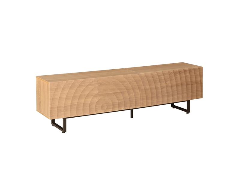  Meuble tv moderne 180 x 38 x 51,5 cm – façade à texture 3d  - Conforama E