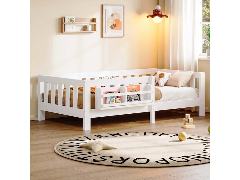 Lit enfant 90x200 cm – avec barrières de sécurité – blanc (matelas non inclus) - Conforama R