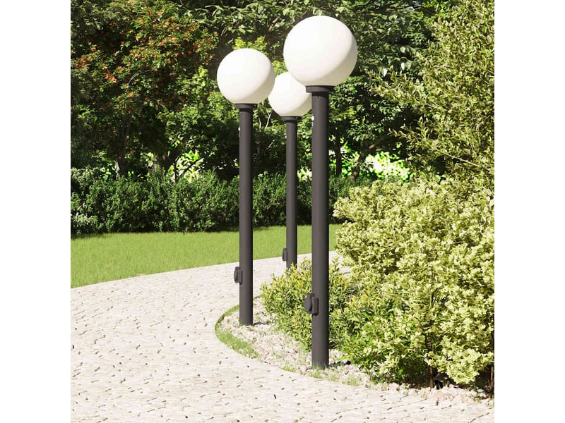  Lot de 3 borne lumineuse avec détecteur et prise 120 cm noir ip44  - Conforama C