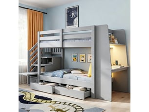 Lit superposé 90x200 cm <strong>COVREO </strong> <strong></strong> coloris gris