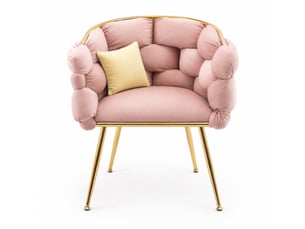 Fauteuil fixe OKWISH Velours rose vendu A l'unité