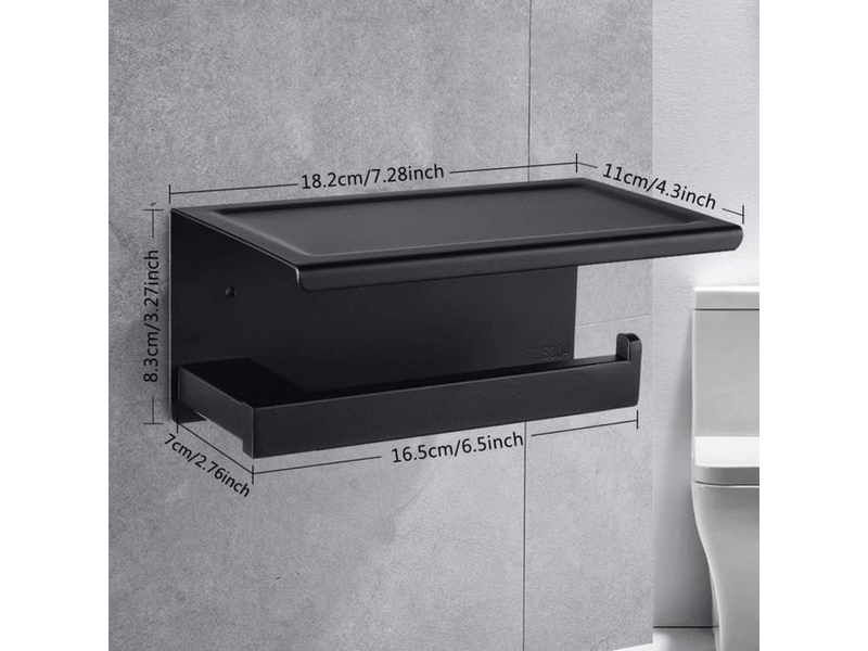  Porte papier toilette, porte rouleau papier toilette mural, sus304 acier inoxydable derouleur papier wc, support papier toilette sans percage,noir  - Conforama C
