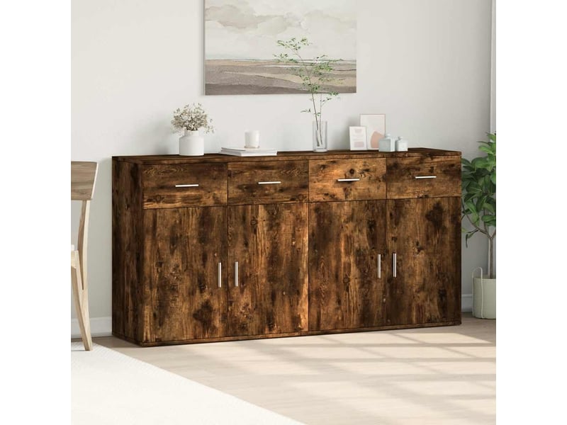  Buffets 2 pcs - bahut - meuble de rangement chêne fumé 79x38x80 cm bois d'ingénierie  - Conforama C