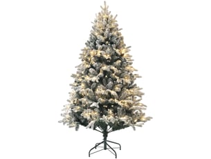 Sapin de noël artificiel 180 cm avec 793 branches, lumières led et extrémités enneigées (vert)
