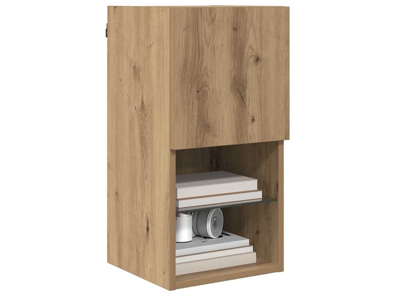  Lot de 2 meuble tv mural, meuble tv suspendu chêne artisanal bois d'ingénierie shl25023  - Conforama C