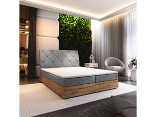 Lit avec rangement 140x200 cm <strong>MASSENO</strong>  <strong></strong> coloris gris
