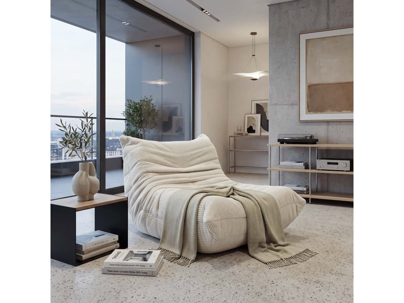  Fauteuil hwc-r34, fauteuil lounge, fauteuil relax, fauteuil rembourré, fauteuil de cocktail, tissutextile en velours (300 gm²) - blanc crème  - Conforama B