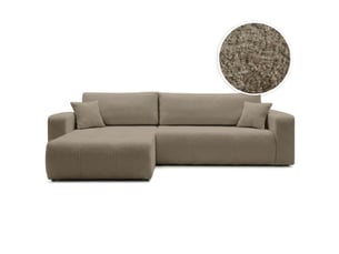 Canapé d'angle réversible convertible LOUNGITUDE BARDOT 5 places Tissu bouclette Taupe