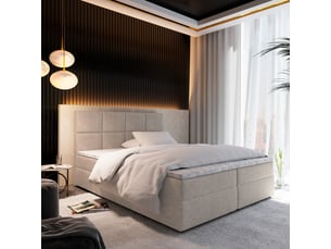 Lit avec rangement 140x200 cm <strong>MASSENO</strong>  <strong></strong> coloris beige