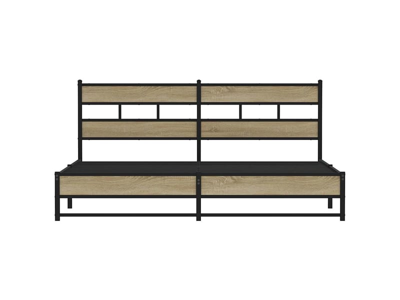  Lit double- lit adulte -  cadre de lit en métal sans matelas chêne sonoma 200x200 cm  - Conforama C